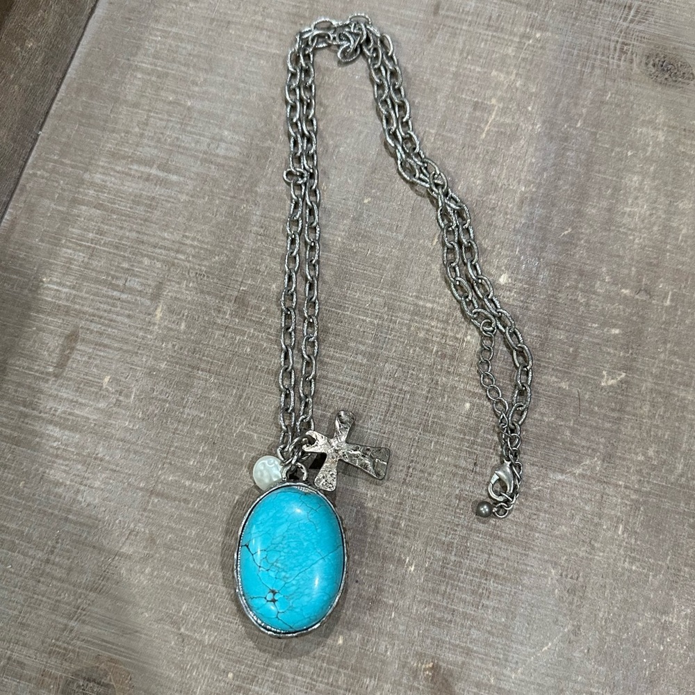 Turquoise Pendant Cross Necklace